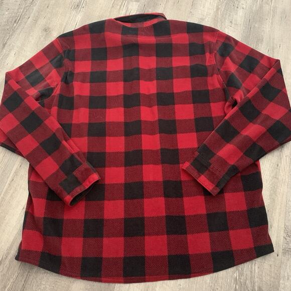 Wrangler Authentics Buffalo Plaid Fleece Shirt Mens XL Button Up Red Black Soft - Picture 5 of 6
